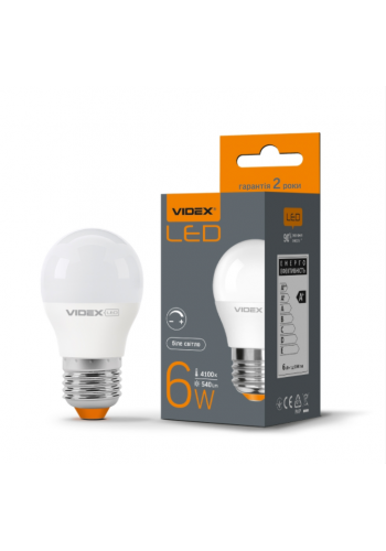 Лампа LED VIDEX G45eD 6W E27 4100K 220V