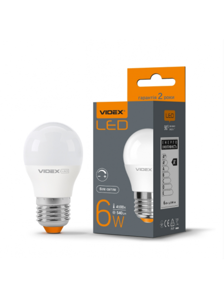 Лампа LED VIDEX G45eD 6W E27 4100K 220V