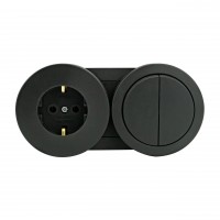 Вимикач 2-клавішний + Розетка з заземленням антрацит xOne OVIVO 
406-250000-925-1