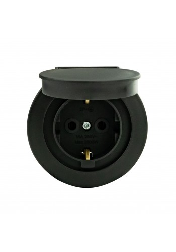 Розетка з заземленням з кришкою антрацит xOne OVIVO 406-250000-249