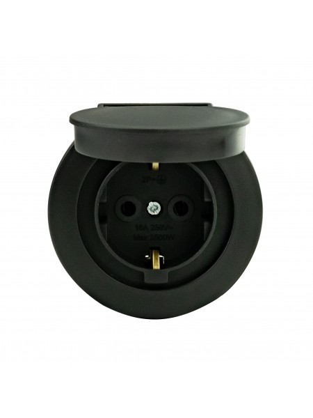 Розетка з заземленням з кришкою антрацит xOne OVIVO 
406-250000-249