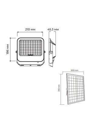Прожектор світлодіодний з сонячною панеллю TIGER PRO-200 200W 6400K HOROZ ELECTRIC 
068-012-1200-010