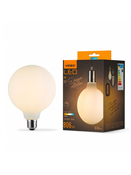 LED лампа VIDEX Filament VL-DG125MO 7W E27 3000K Porcelain dimmable VL-DG125MO - 484534