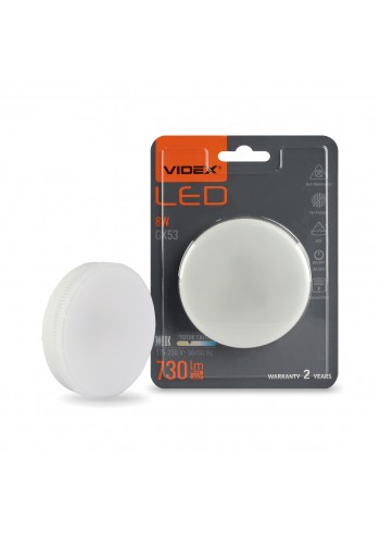 LED лампа VIDEX GX53 8W 3000K 220V VL-GX53-08533 - 486224