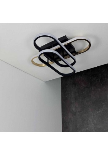 Світильник LED smart DIOR+пульт 90W 3000-5000K IP20 квадрат чорний + золото Violux ( 220915 )