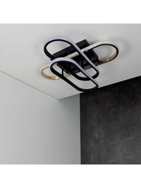 Світильник LED smart DIOR+пульт 90W 3000-5000K IP20 квадрат чорний + золото Violux ( 220915 )