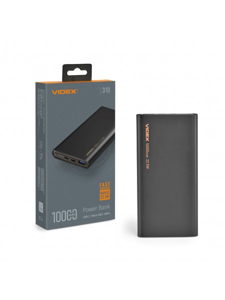 Повербанк 10000mAh VIDEX VPB-310 22.5W Black VPB-310-B - 486545