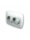 Розетка подвійна з заземленням срібло ELA HOROZ ELECTRIC 112-007-0008-020
