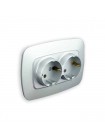 Розетка подвійна з заземленням срібло ELA HOROZ ELECTRIC 112-007-0008-020