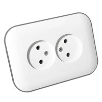 Розетка подвійна без заземлення LOFT білий+сірий OVIVO 
404-010303-908