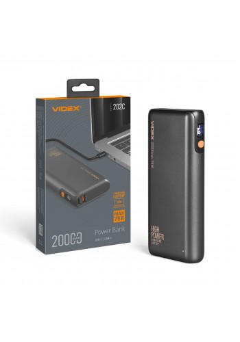 Повербанк 20000mAh VIDEX VPB-202C 75W Black VPB-202C-G - 487016
