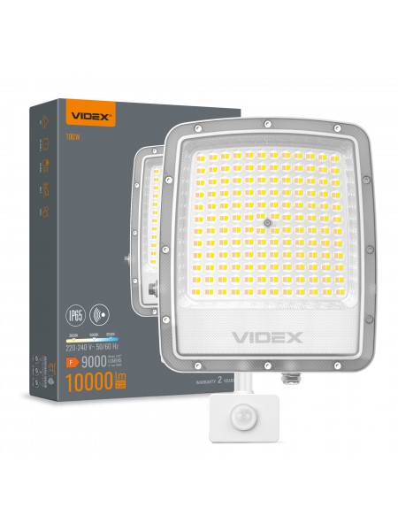LED прожектор VIDEX F5 100W 3000-5000-6500K з датчиком руху 230V White (VL-F5-100CW-S) VL-F5-100CW-S - 400554