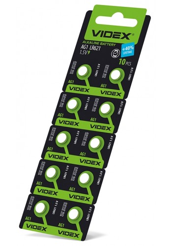 Батарейка годинникова Videx AG 1/LR621 BLISTER CARD 10 шт AG1/10B/1.5V - 291734