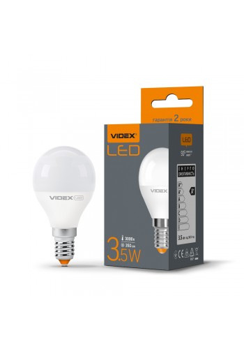 LED лампа VIDEX G45e 3.5W E14 3000K VL-G45e-35143 - 292496