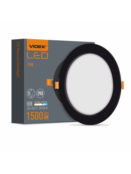 LED світильник Back вбудований круглий VIDEX 15W 5000K Black VL-DLBR-155B - 485258