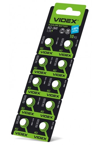 Батарейка годинникова Videx AG 3/LR41 BLISTER CARD 10 шт AG3/10B/1.5V - 291727