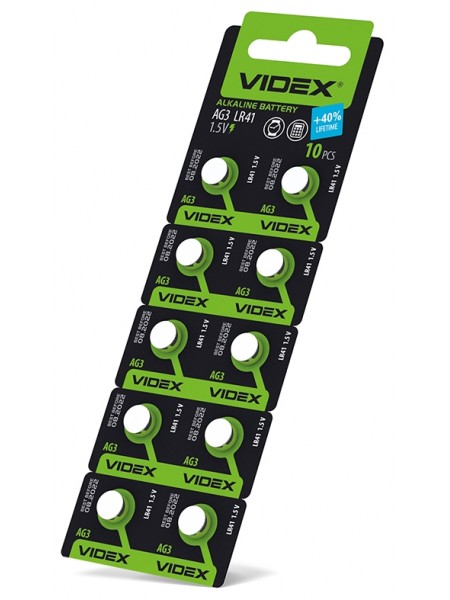 Батарейка годинникова Videx AG 3/LR41 BLISTER CARD 10 шт AG3/10B/1.5V - 291727