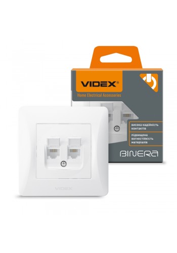 Розетка CAT3+CAT3 подвійна телефонна біла VIDEX BINERA VF-BNSK2TF3-W - 291246