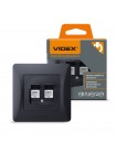 Розетка CAT3+CAT3 подвійна телефонна чорний графіт VIDEX BINERA VF-BNSK2TF3-BG - 291222