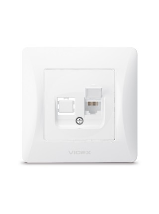 Розетка CAT6 одинарна комп'ютерна біла VIDEX BINERA VF-BNSK1PC6-W - 295183