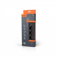 Мережевий подовжувач VIDEX ONCORD з/з 3п 3м (3x1.5мм) 2.4А 2USB+USB-C з кнопкою Black VF-PD33G2U1C-B - 484893