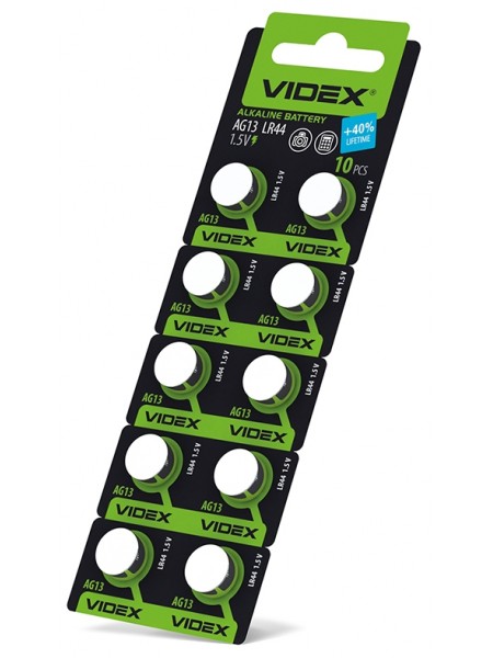 Батарейка годинникова Videx AG13/LR44 BLISTER CARD 10 шт AG13/10B/1.5V - 291666
