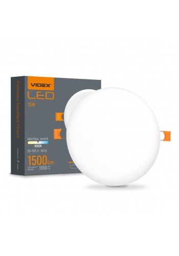 LED світильник безрамковий круглий VIDEX VLE-DLFR-154 15W 4000K 220V VLE-DLFR-154 - 540794