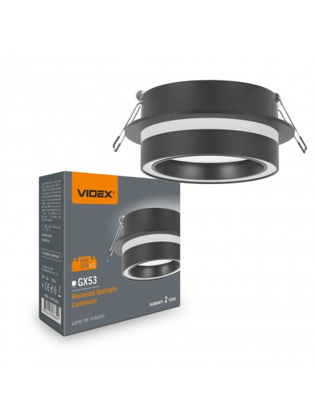 Світильник VIDEX під лампу GX53 врізний Чорний (VL-SPF34R-B) VL-SPF34R-B - 488341