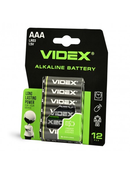 Батарейка лужна VIDEX LR03/AAA 12шт BLISTER LR03/12B/AAA/1.5V - 486187