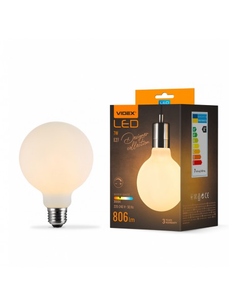 LED лампа VIDEX Filament VL-DG80MO 7W E27 3000K Porcelain dimmable VL-DG80MO - 484497