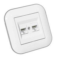 Розетка комп’ютерна двійна (CAT6) LOFT білий+сірий OVIVO 
404-010303-230