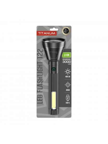 Портативний світлодіодний ліхтар TITANUM TLF-T22 400Lm Black TLF-T22 - 489898