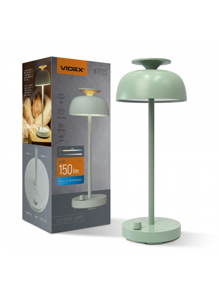 LED лампа настiльна з акумулятором VIDEX VL-TF23G 8.5W 4000K+RGB Green VL-TF23G - 400219