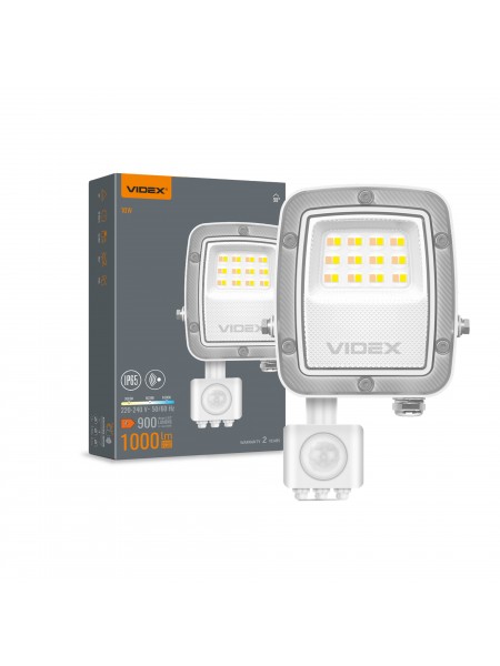 LED прожектор VIDEX F5 10W 3000-5000-6500K з датчиком руху 230V White (VL-F5-010CW-S) VL-F5-010CW-S - 400455