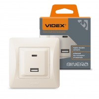 Розетка USB-A + USB-C PD20W кремова VIDEX BINERA VF-BNCHRUC20-CR - 486439