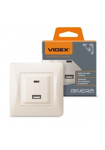 Розетка USB-A + USB-C PD20W кремова VIDEX BINERA VF-BNCHRUC20-CR - 486439