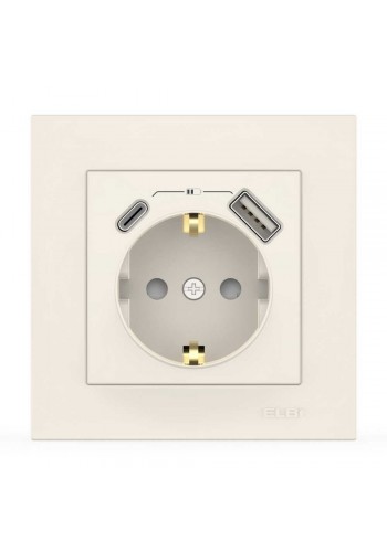 Розетка EL-BI VEGA біла 1-на з заземленням + 2USB (Type C+A) ( 510-010200-334 )