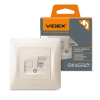 Розетка CAT6 одинарна комп'ютерна кремова VIDEX BINERA VF-BNSK1PC6-CR - 296005