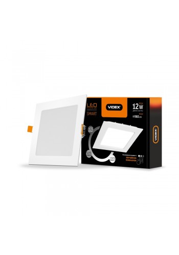 LED світильник з регулюванням яскравості вбудований квадрат VIDEX 12W 5000K D3