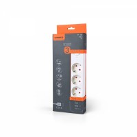 Мережевий подовжувач VIDEX ONCORD з/з 3п 3м (3x1.5мм) 2.4А 2USB+USB-C з кнопкою White VF-PD33G2U1C-W - 484909
