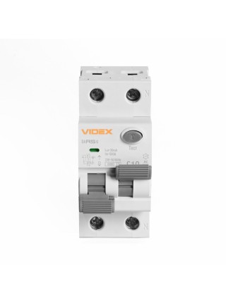 Диференційний автомат VIDEX RESIST АС 2п 30мА 6кА 10А VF-RS6-DA2AC10 - 482677