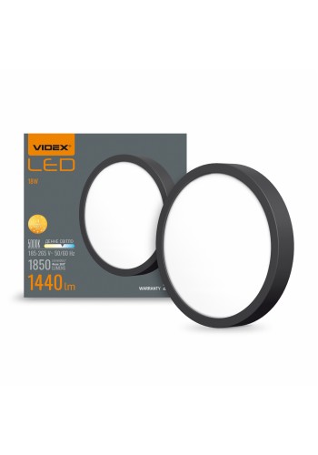 LED Світильник круглий накладний VIDEX 18W 5000K Black VL-DLRS-185B - 485036