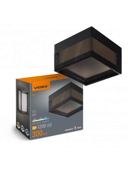 LED світильник IP65 квадратний VIDEX BHD02 9W 2400-3200-4300K Black VL-BHD02-09CBB - 487795