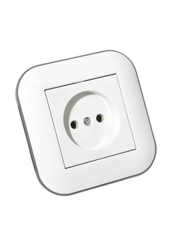 Розетка одинарна без заземлення LOFT білий+сірий OVIVO 404-010303-215
