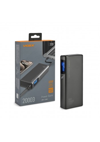 Повербанк 20000mAh VIDEX VPB-323 130W PD100W +Display VPB-323-B - 486583
