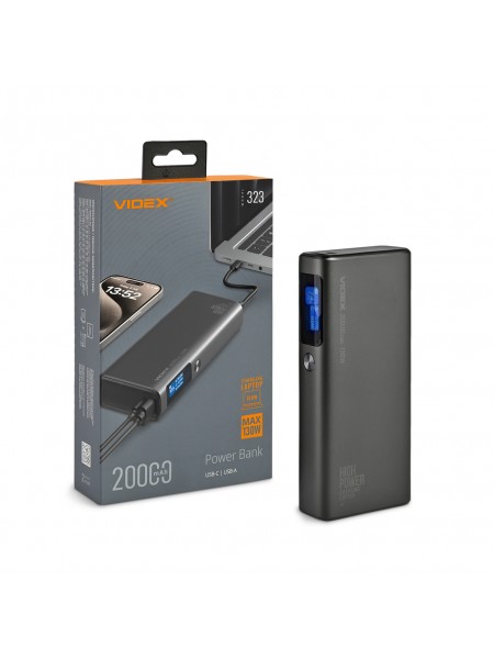 Повербанк 20000mAh VIDEX VPB-323 130W PD100W +Display VPB-323-B - 486583