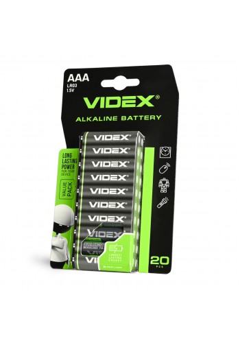 Батарейка лужна VIDEX LR03/AAA 20шт BLISTER LR03/20B/AAA/1.5V - 486194