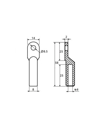 Наконечник мідний DT 010 Промфактор ( CL/CR-10-8 )