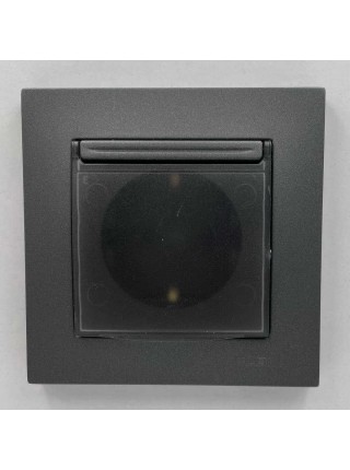 Розетка EL-BI VEGA антрацит матовий 1-на з заземленням з кришкою ( 510-016700-218 )