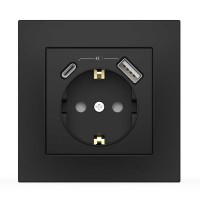 Розетка EL-BI VEGA чорний мат 1-на з заземленням + 2USB (Type C+A) 3А ( 510-014800-347 )